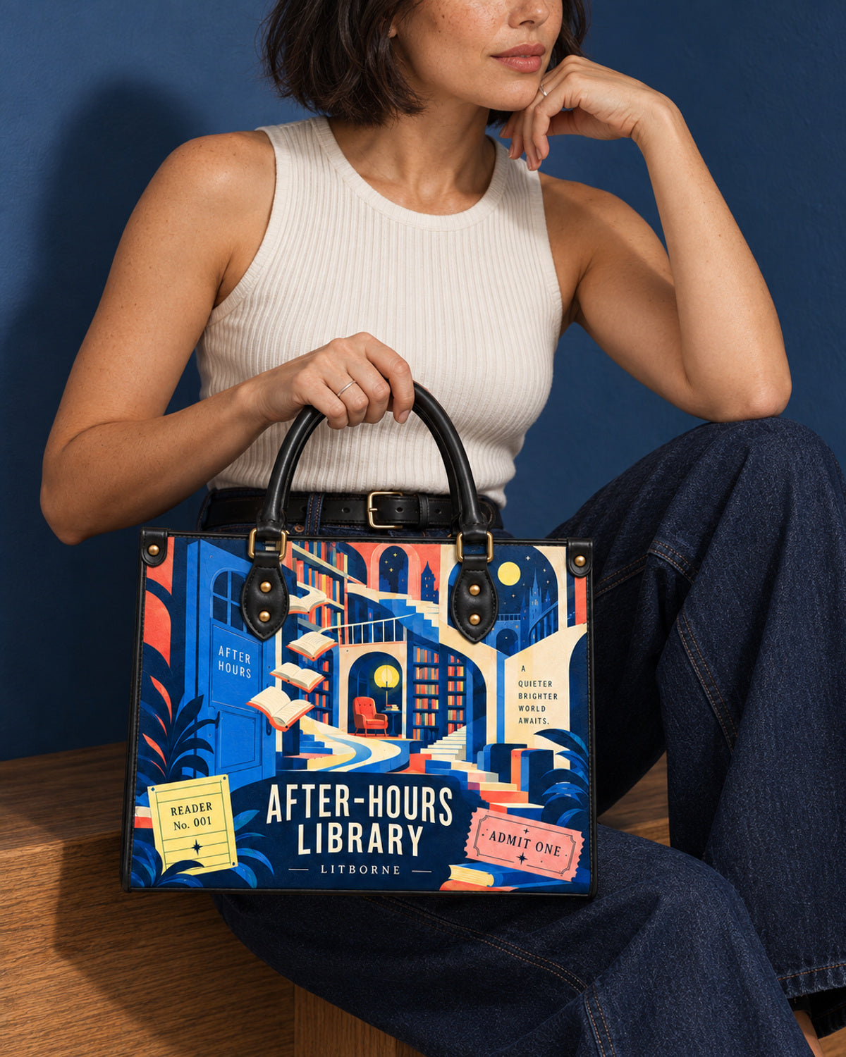 "After-Hours Library" Leather Handbag