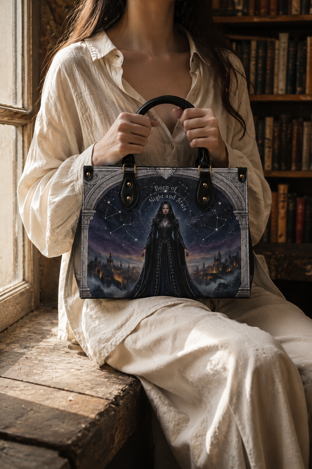 "Crowned in Constellations" Star Queen Leather Handbag - 04-mk2