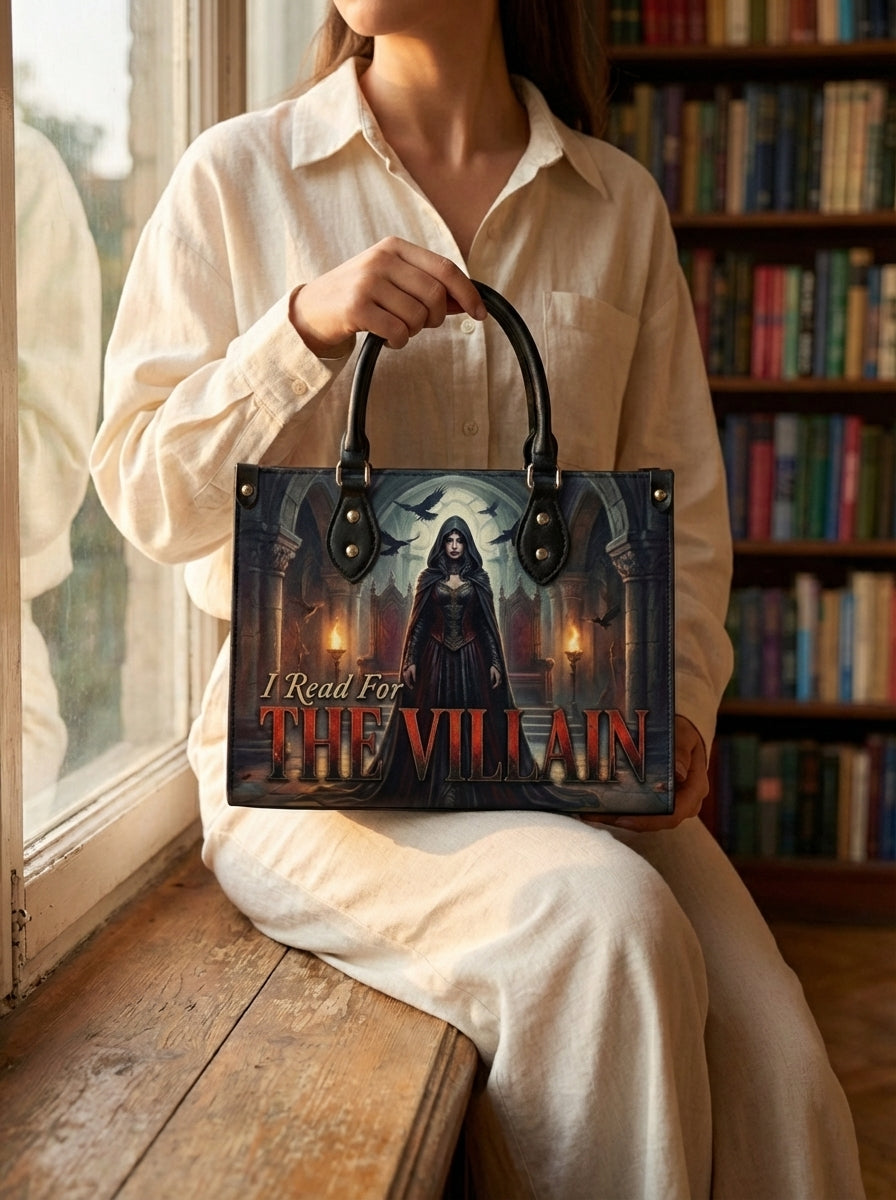 I Read For The Villain Leather Handbag - lifestyle 3