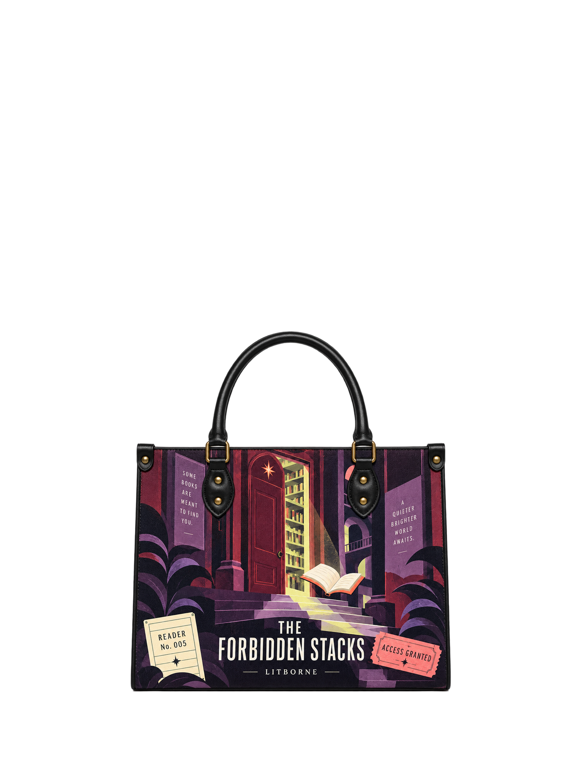 "The Forbidden Stacks" Leather Handbag