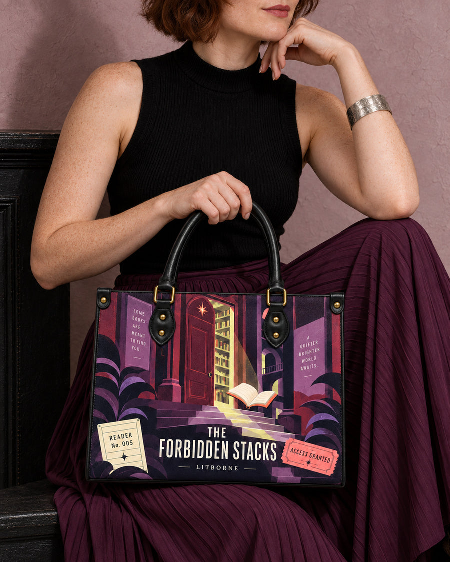 "The Forbidden Stacks" Leather Handbag