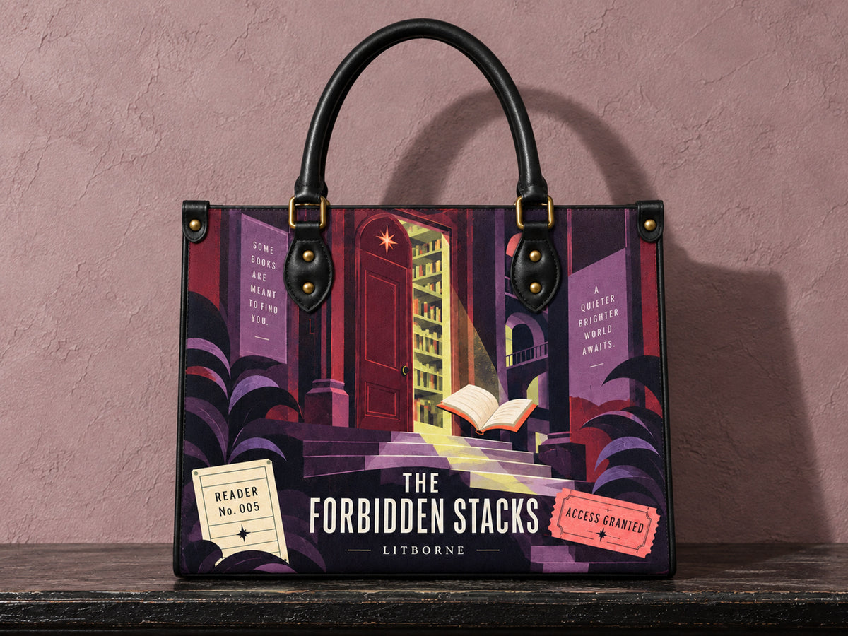 "The Forbidden Stacks" Leather Handbag