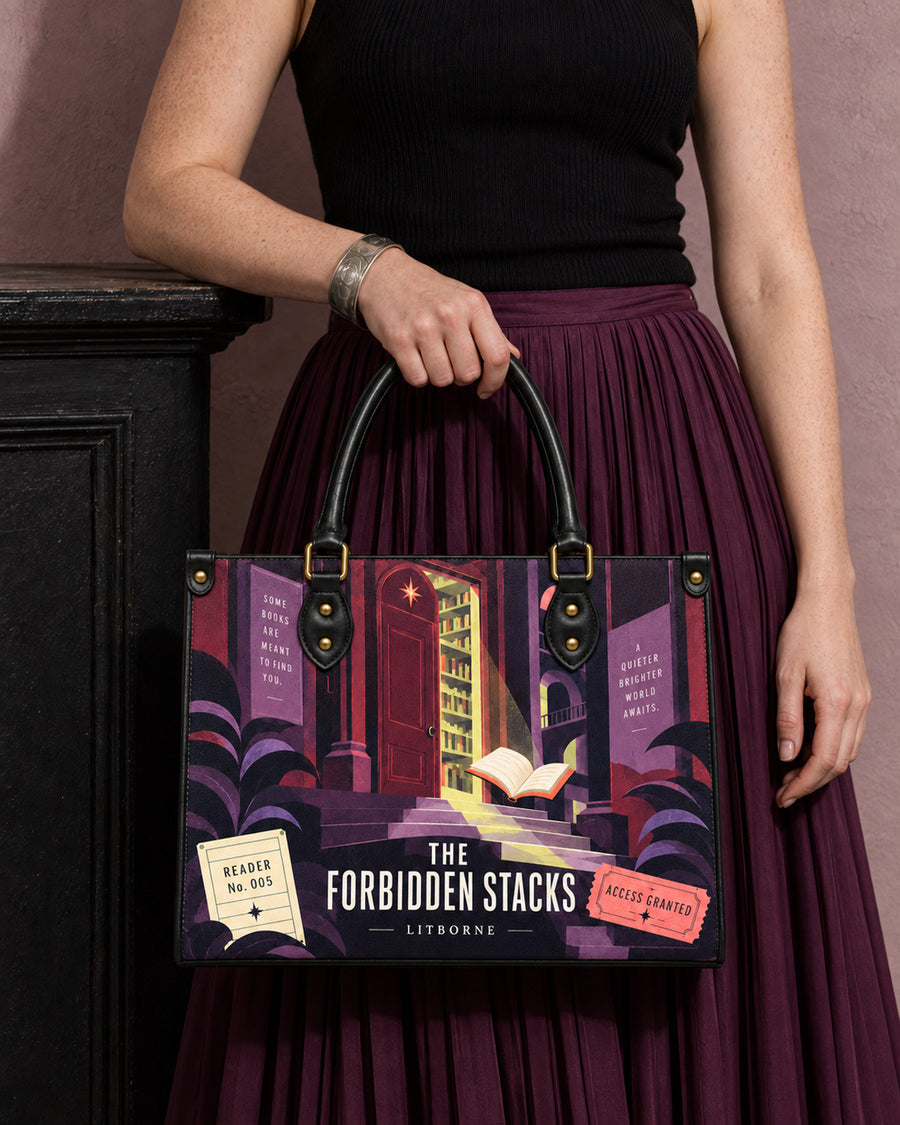 "The Forbidden Stacks" Leather Handbag
