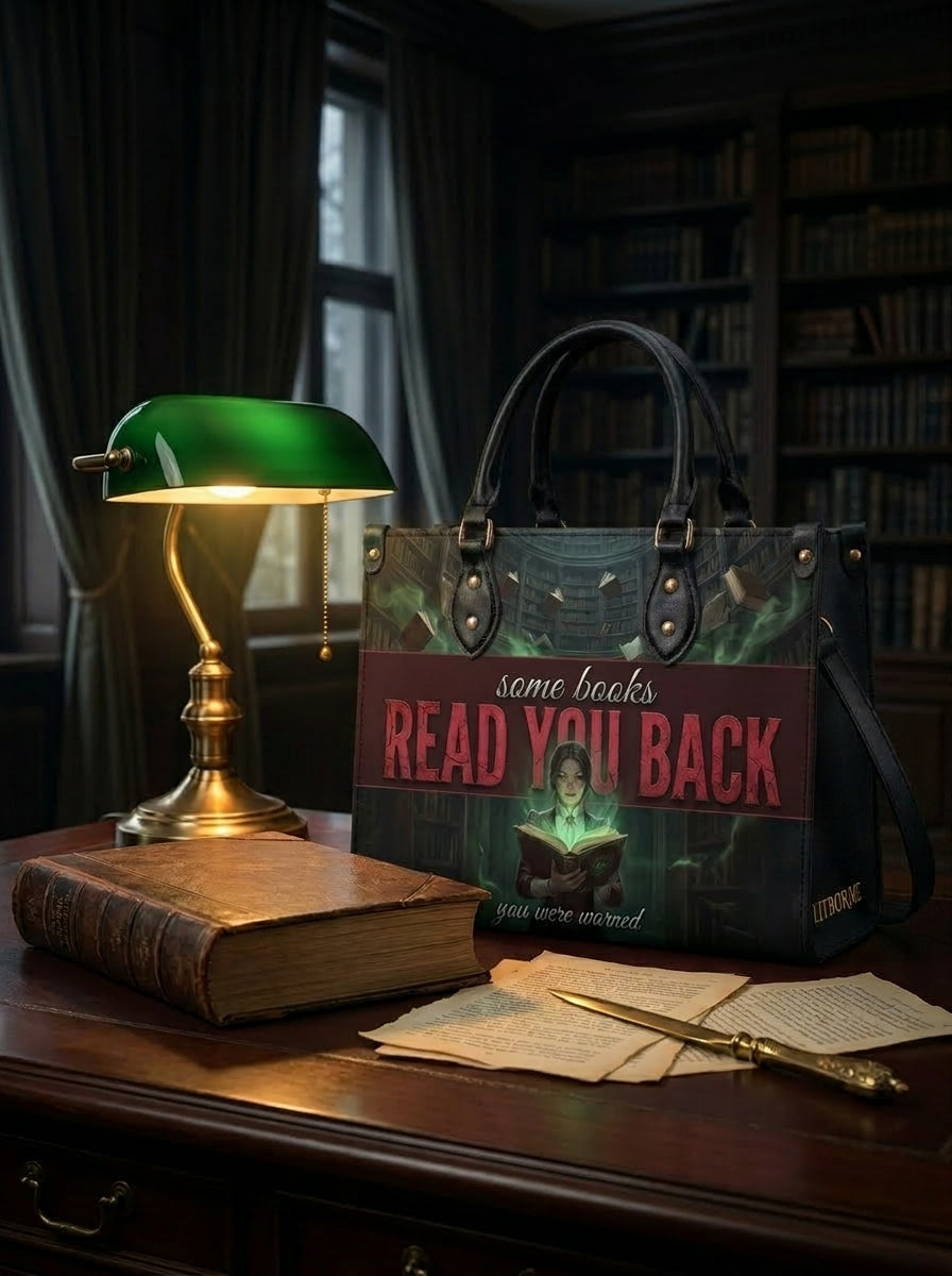 "Some Books Read You Back" Forbidden Library Leather Handbag
