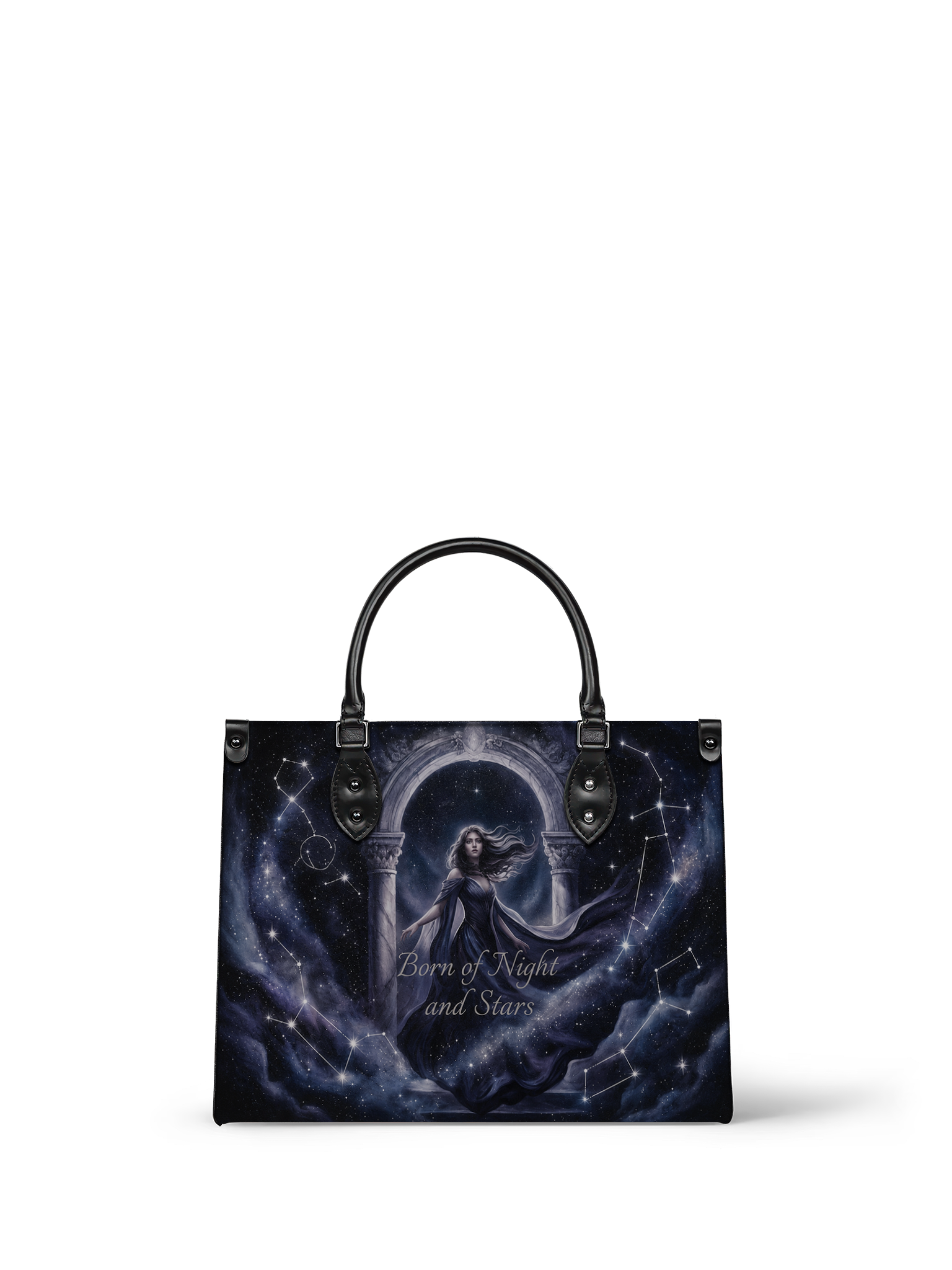 "Born of Night and Stars" Celestial Leather Handbag