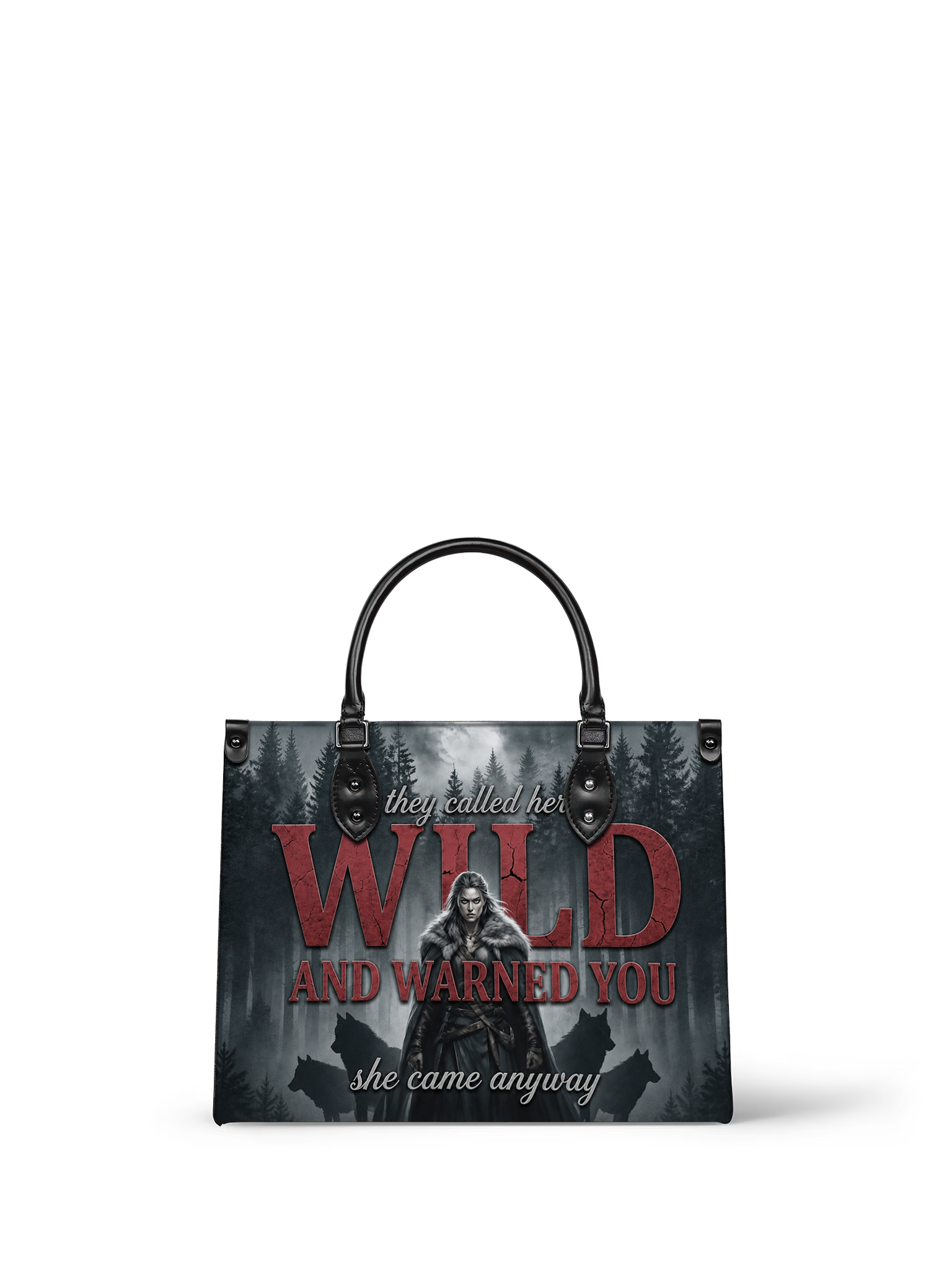 "Wild and Warned You" Winter Wolf Leather Handbag