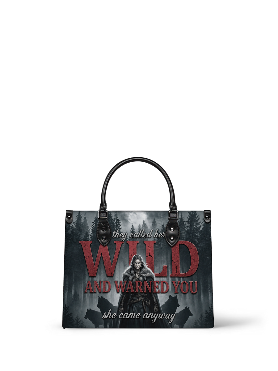 "Wild and Warned You" Winter Wolf Leather Handbag