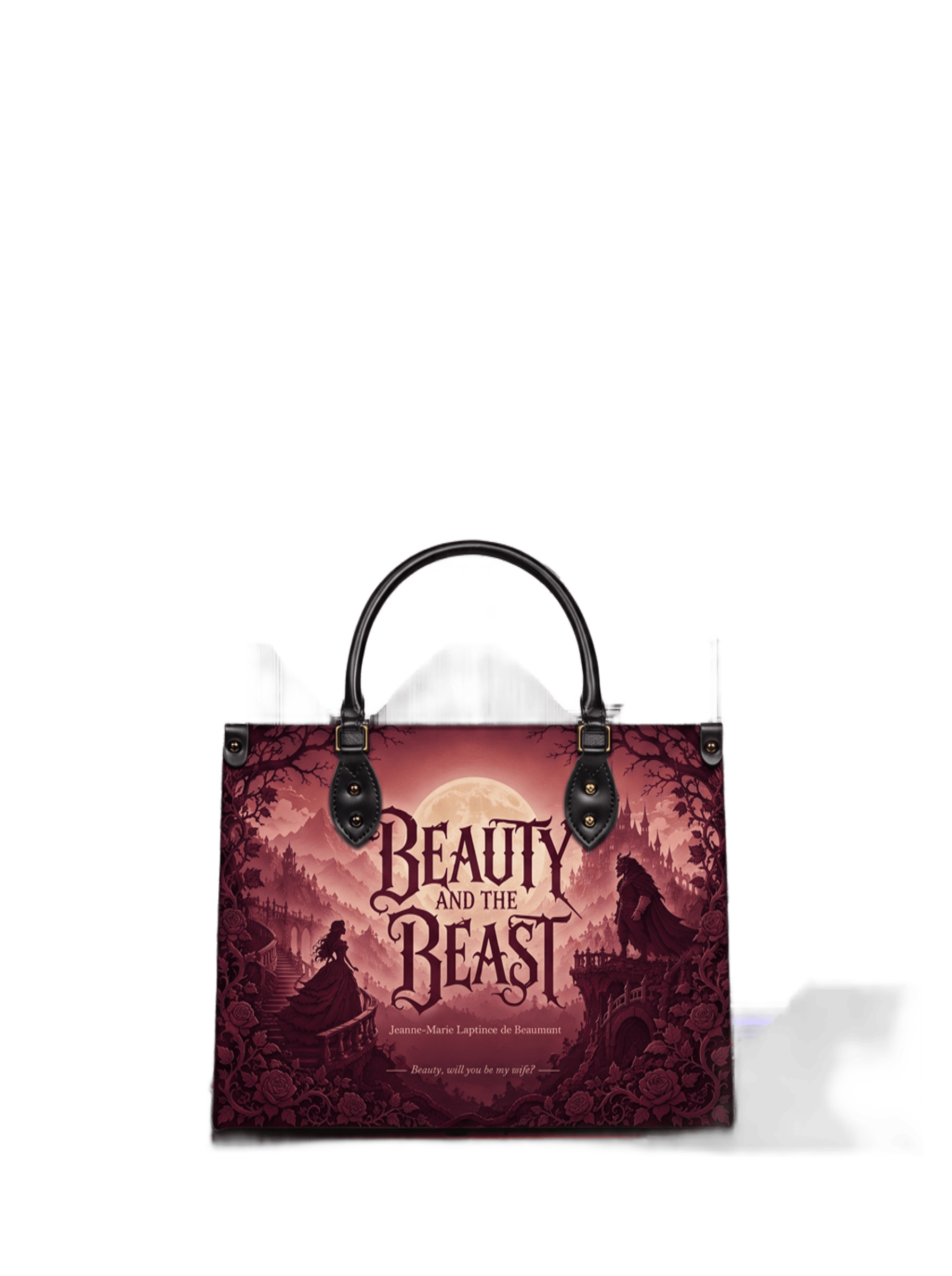 "Beauty and the Beast" Crimson Rose Leather Handbag