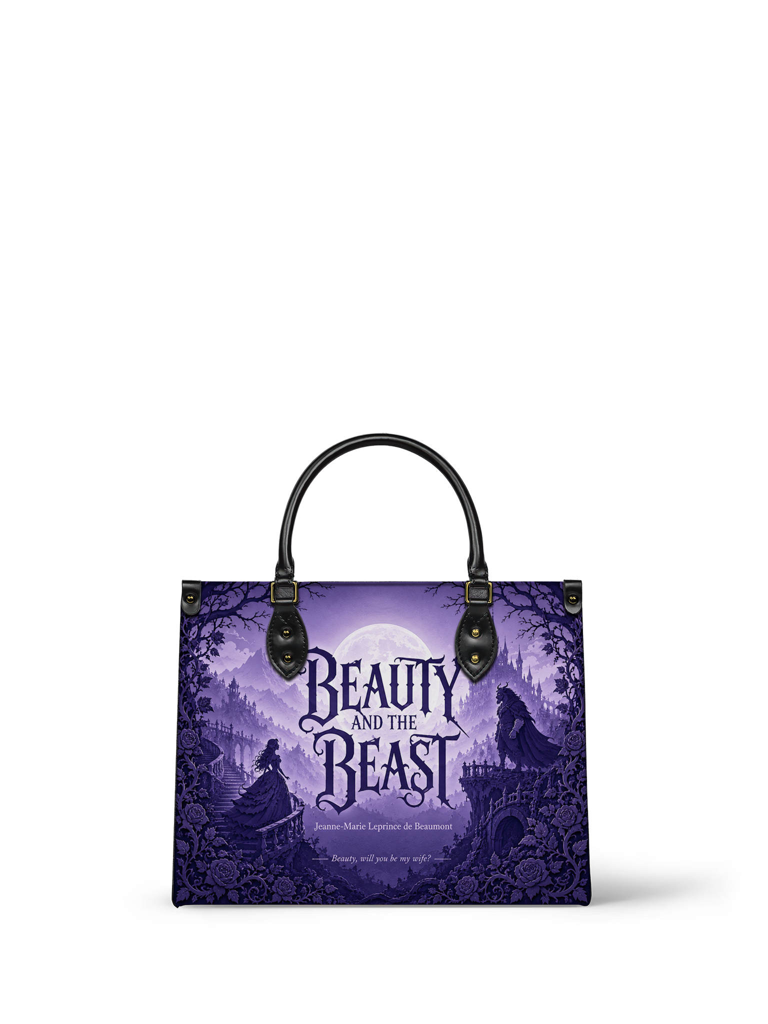 "Beauty and the Beast" Moonlit Rose Leather Handbag