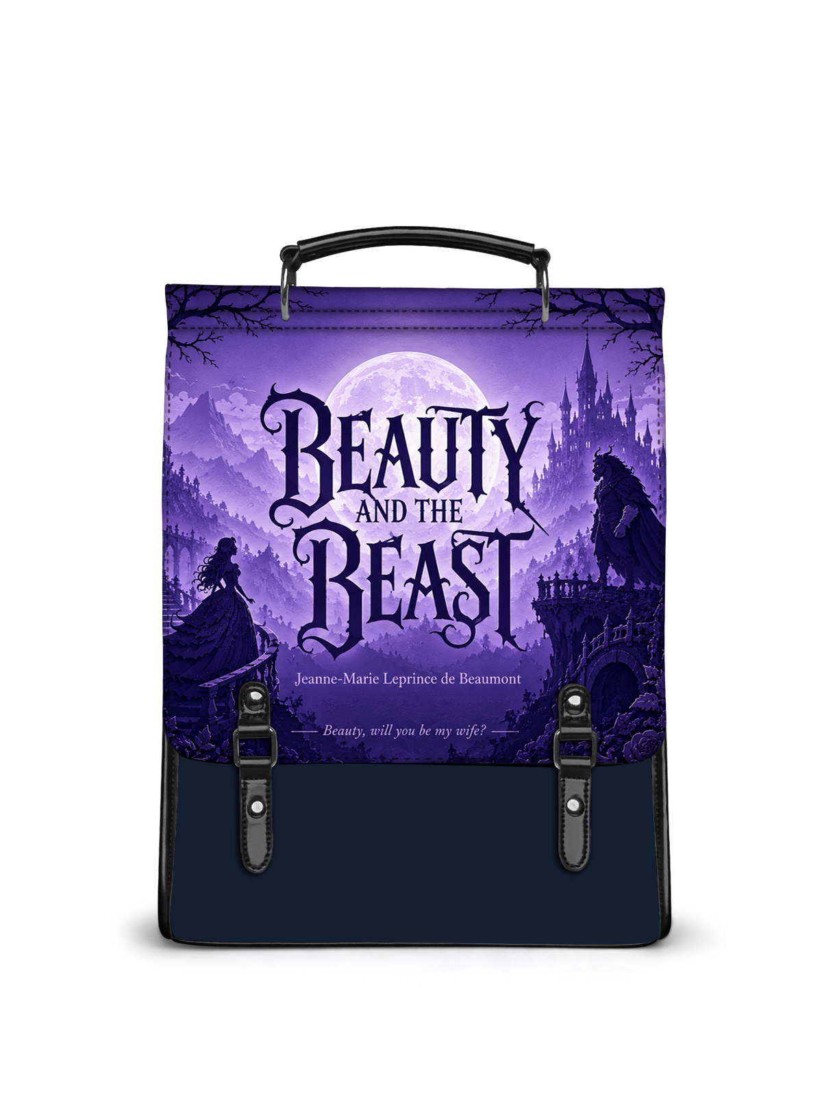 "Beauty and the Beast" Moonlit Rose Leather Backpack