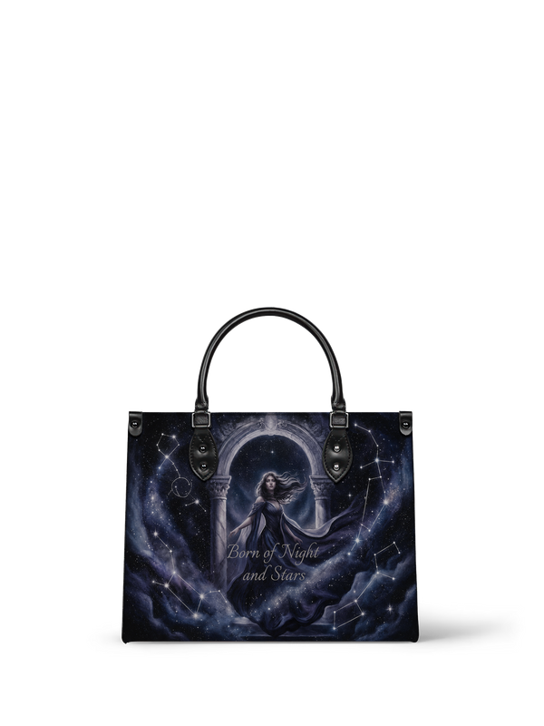 "Born of Night and Stars" Celestial Leather Handbag
