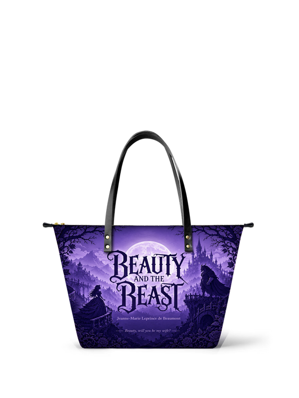 "Beauty and the Beast" Moonlit Rose Leather Tote Bag