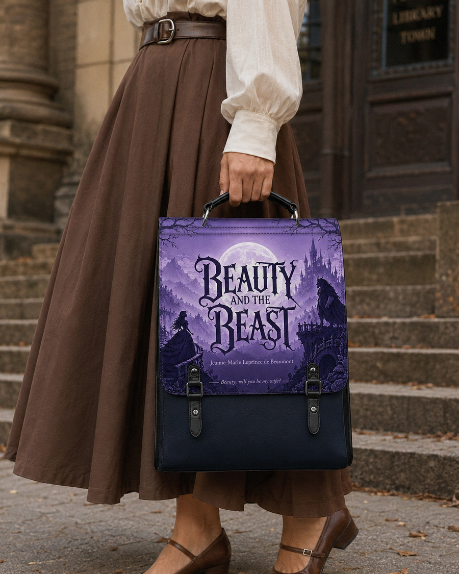 "Beauty and the Beast" Moonlit Rose Leather Backpack