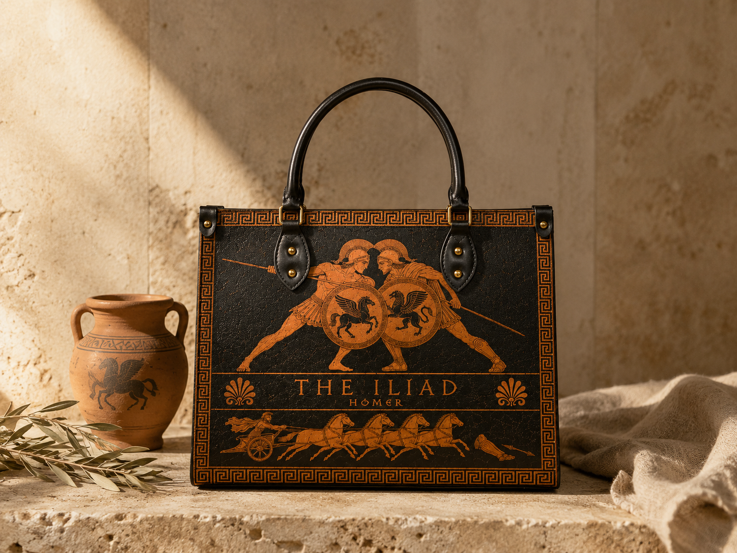 "The Iliad" Leather Handbag