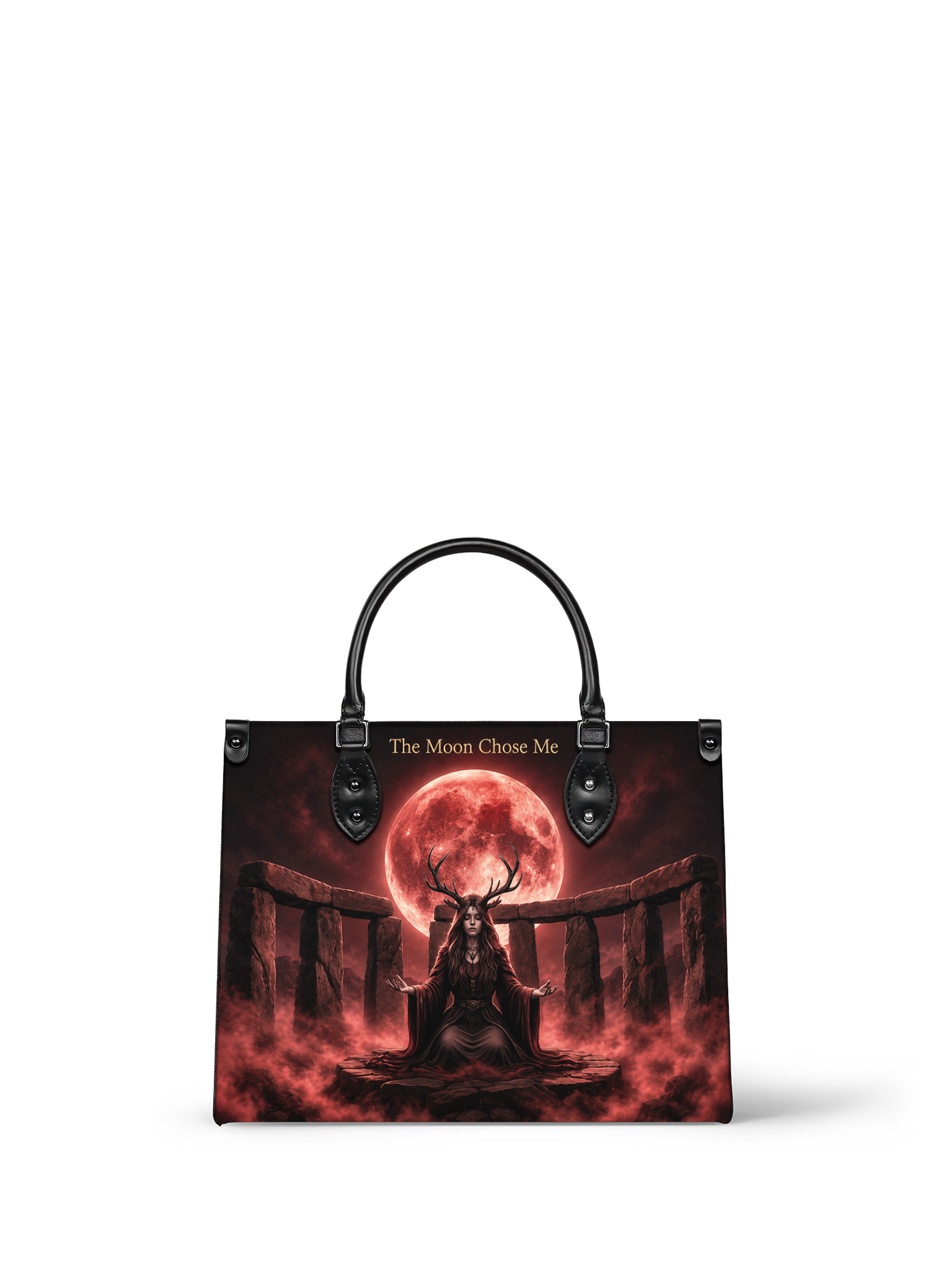 "The Moon Chose Me" Blood Moon Druid Leather Handbag