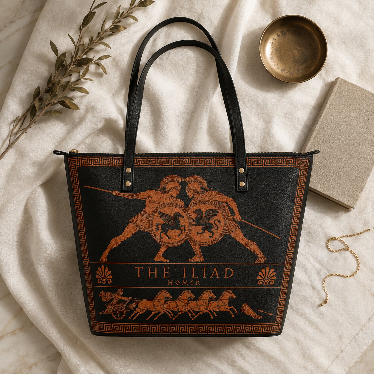 "The Iliad" Leather Tote Bag