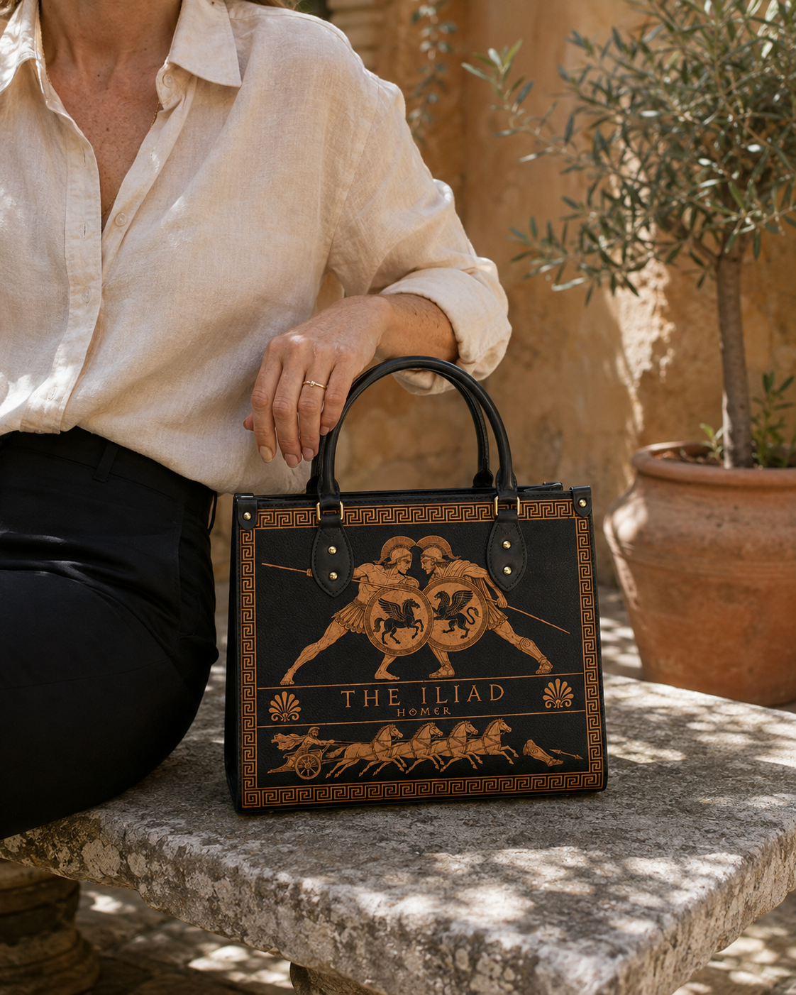 "The Iliad" Leather Handbag
