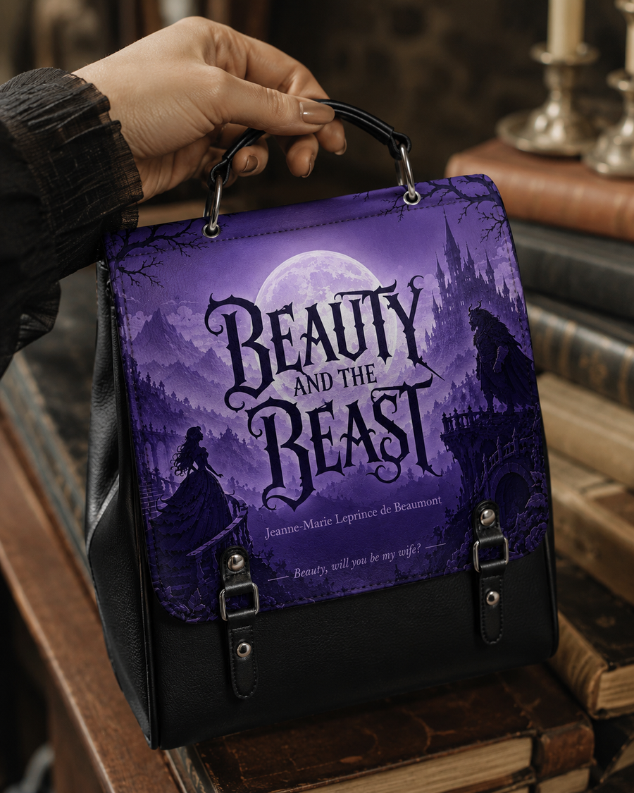 "Beauty and the Beast" Moonlit Rose Leather Backpack