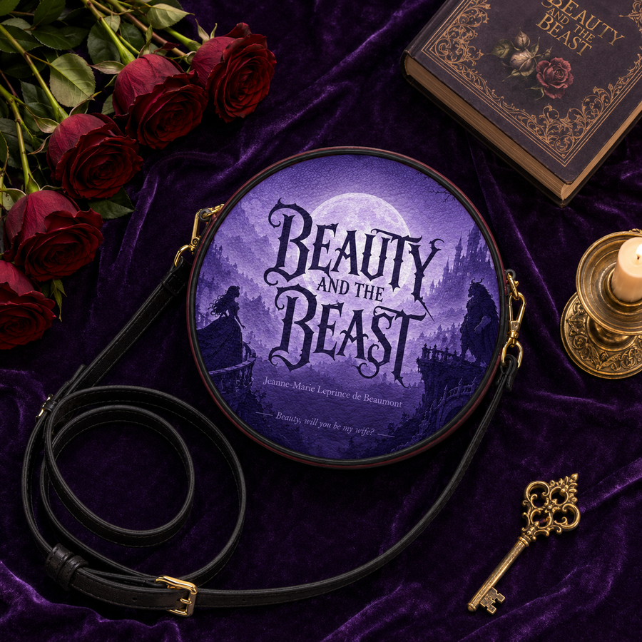 "Beauty and the Beast" Moonlit Rose Circle Crossbody Bag