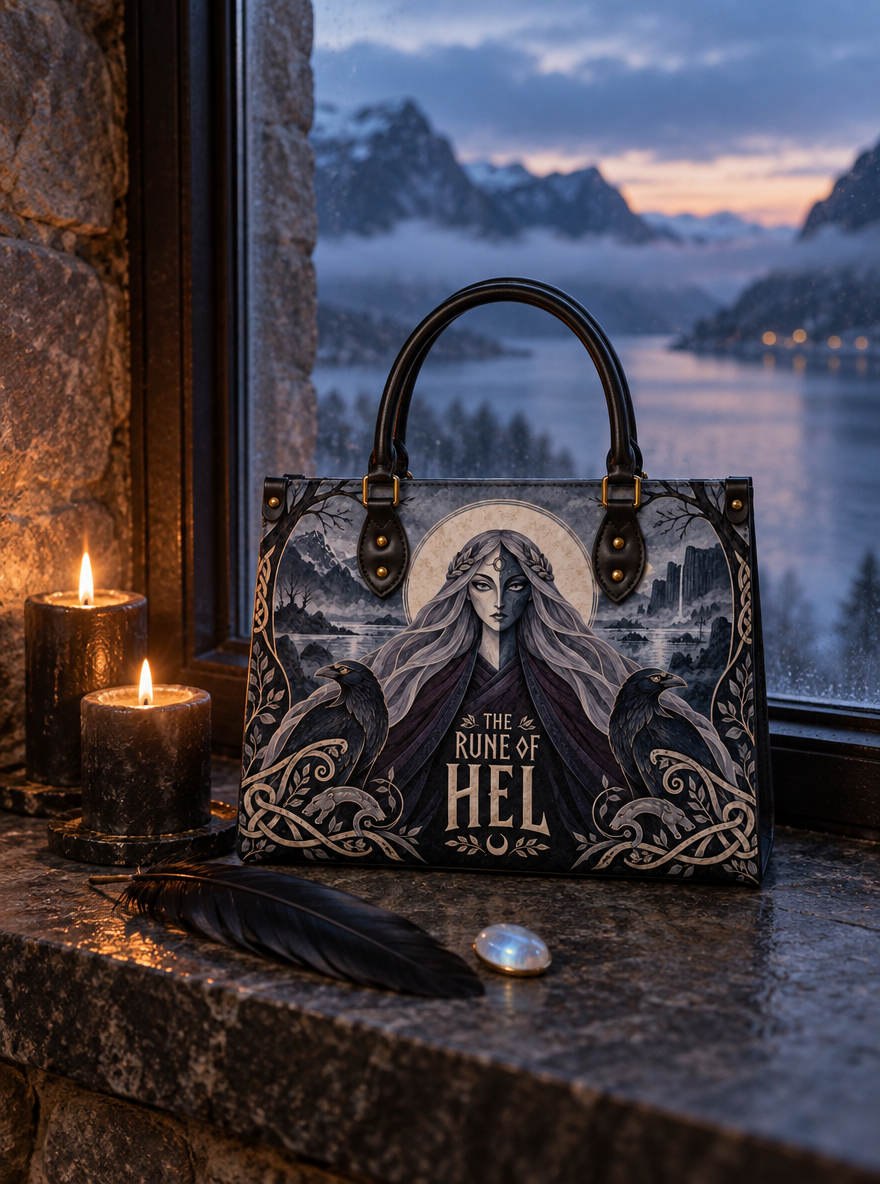 "The Rune of Hel" Leather Handbag