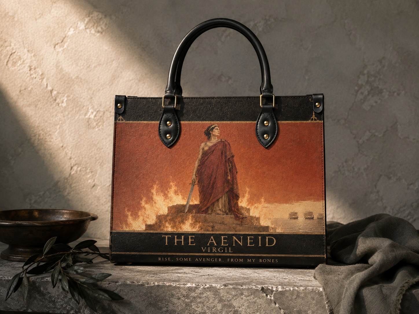"The Aeneid" Leather Handbag
