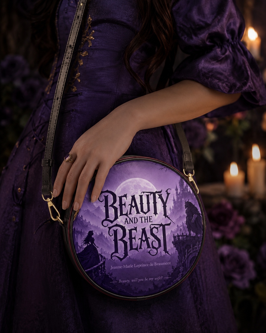 "Beauty and the Beast" Moonlit Rose Circle Crossbody Bag