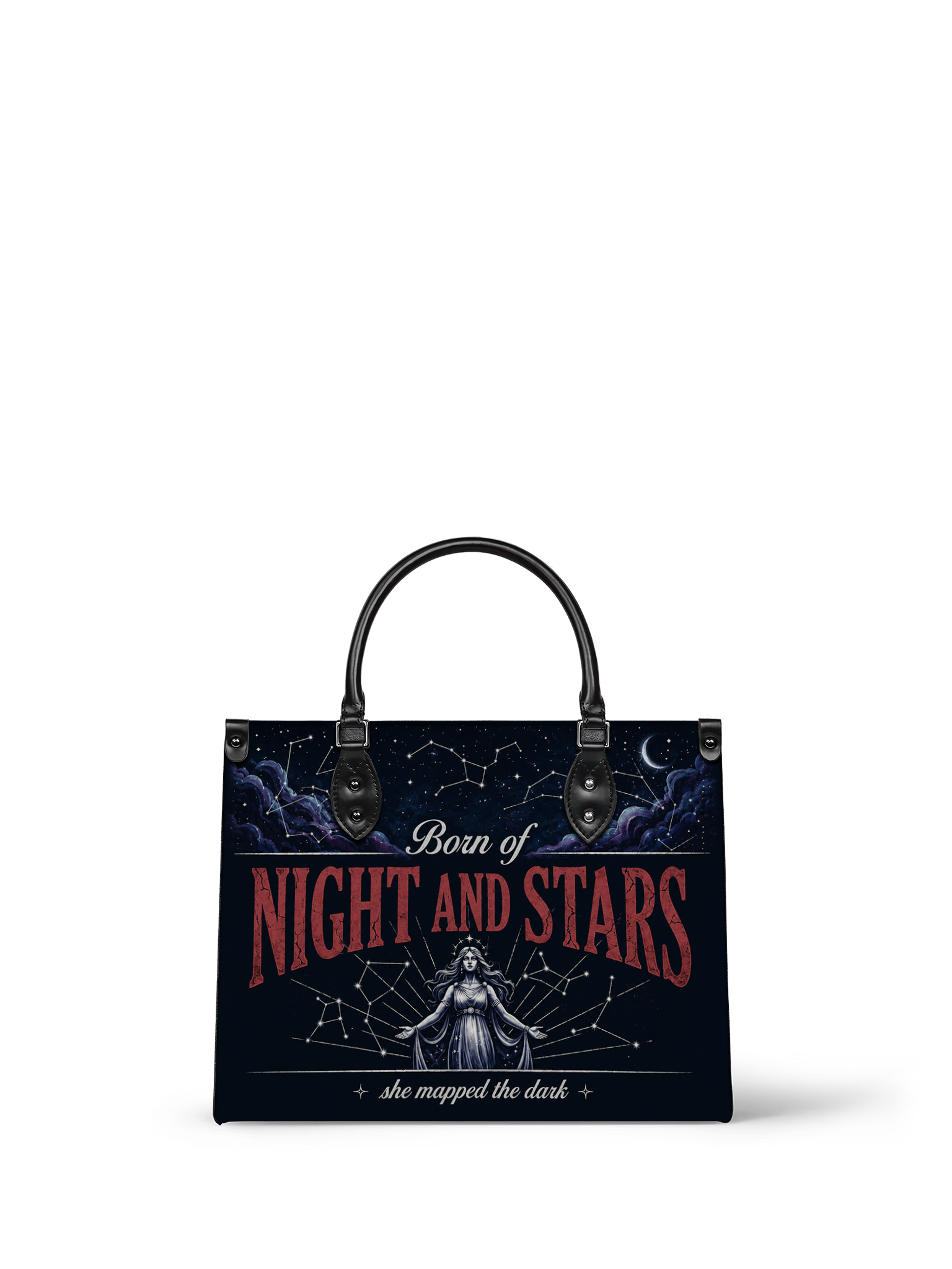 "She Mapped the Dark" Celestial Cartographer Leather Handbag