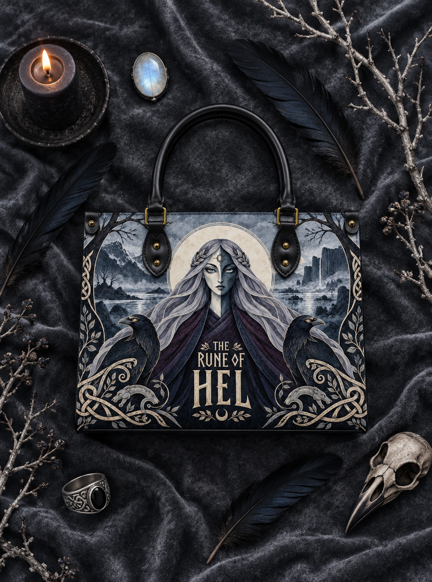"The Rune of Hel" Leather Handbag