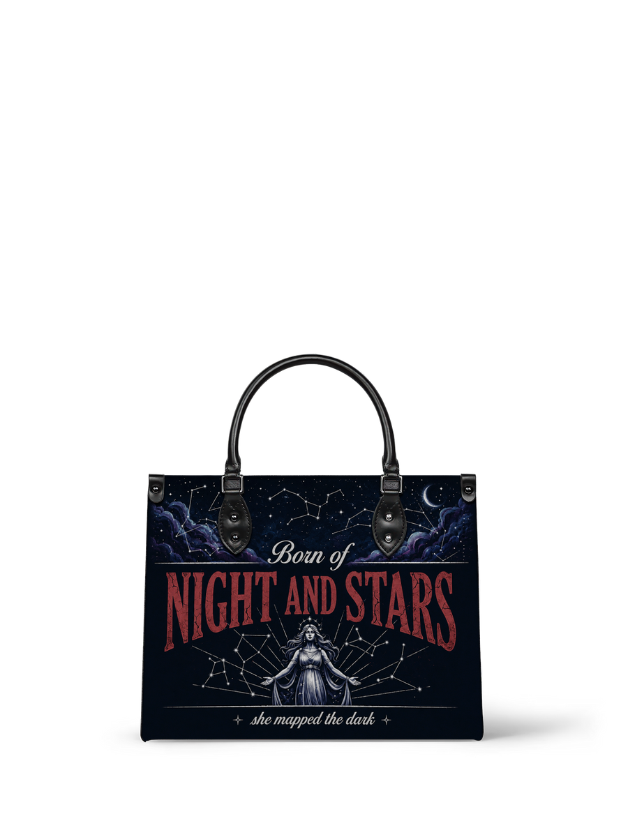 "She Mapped the Dark" Celestial Cartographer Leather Handbag