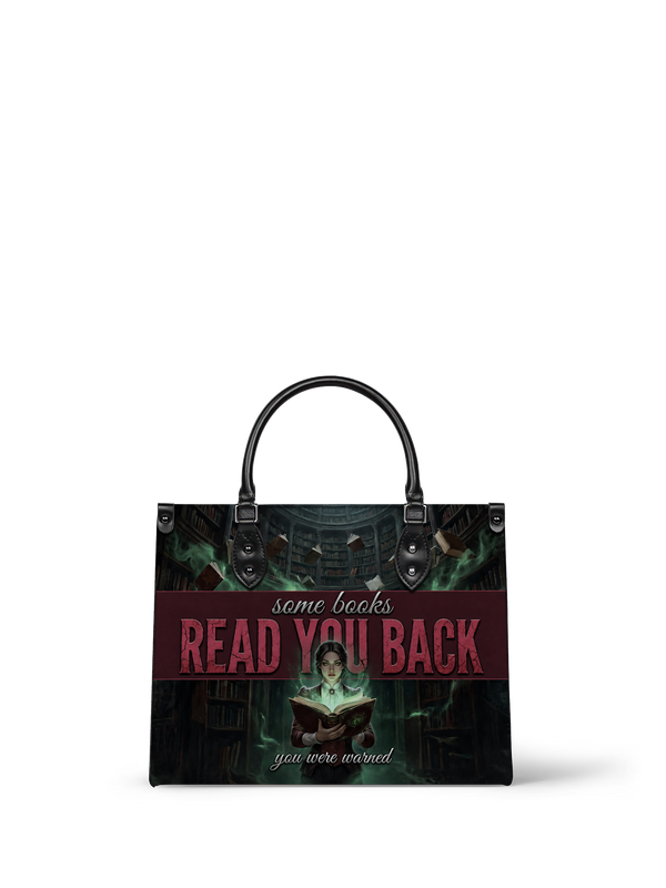 "Some Books Read You Back" Forbidden Library Leather Handbag