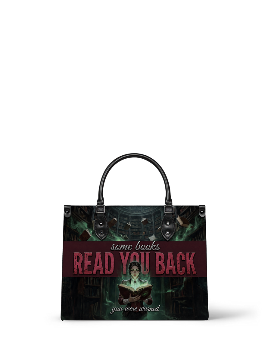 "Some Books Read You Back" Forbidden Library Leather Handbag