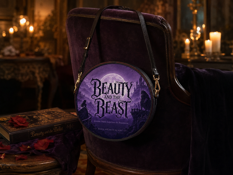 "Beauty and the Beast" Moonlit Rose Circle Crossbody Bag