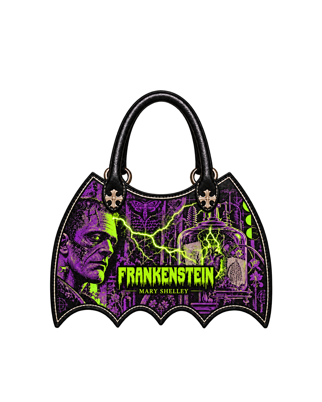 "Frankenstein" Lablight Violet Bat Wing Handbag