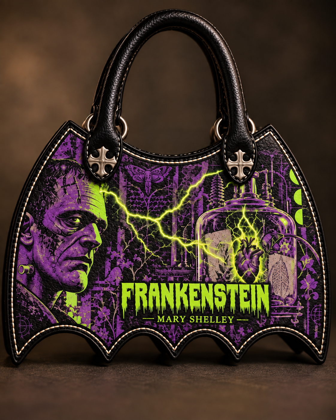 "Frankenstein" Lablight Violet Bat Wing Handbag