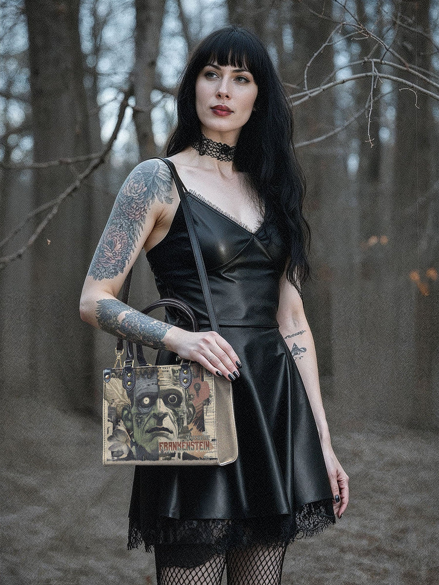 "Frankenstein" Old Parchment Small Leather Handbag