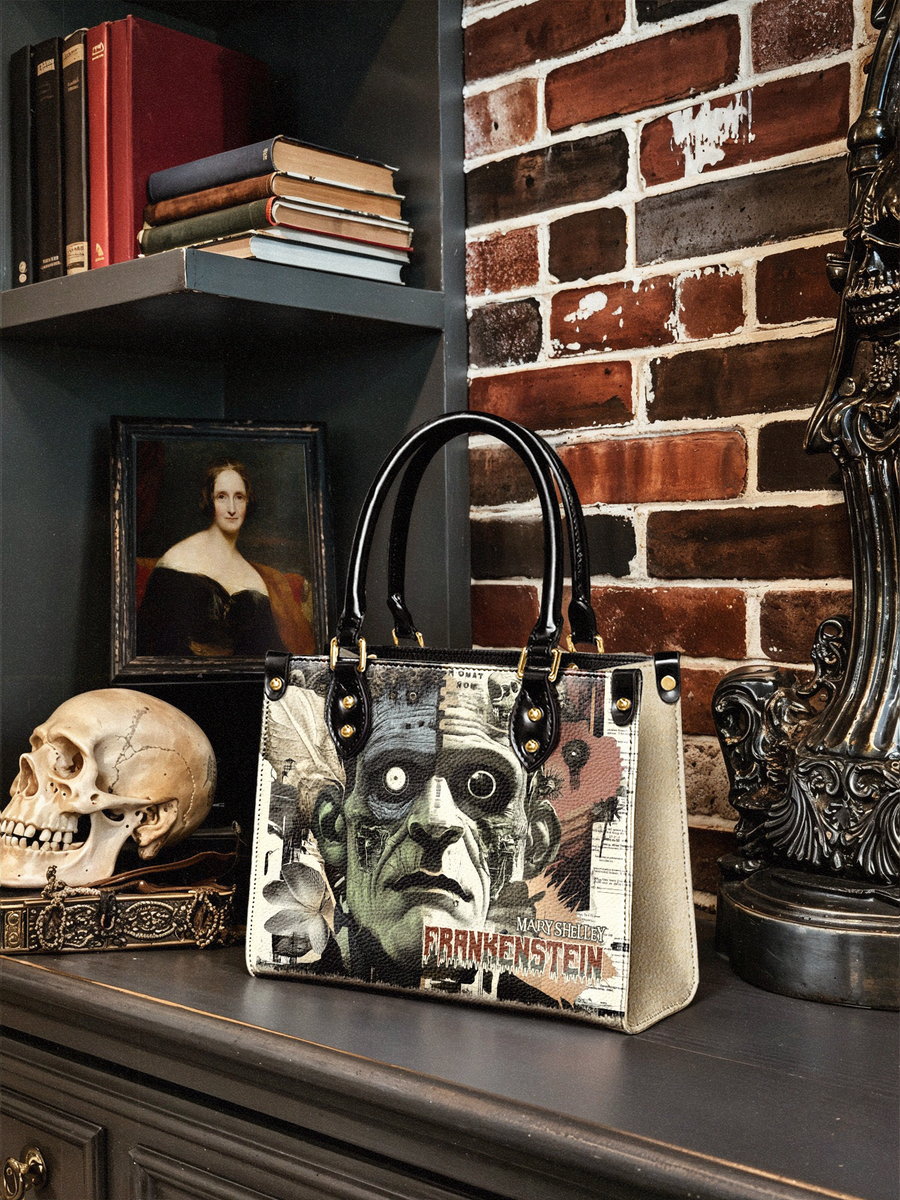 "Frankenstein" Old Parchment Small Leather Handbag