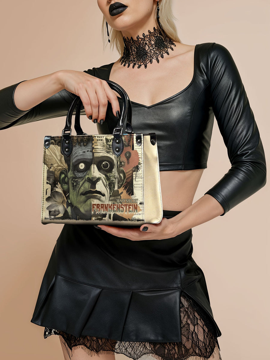 "Frankenstein" Old Parchment - Black Interior - Small Leather Handbag
