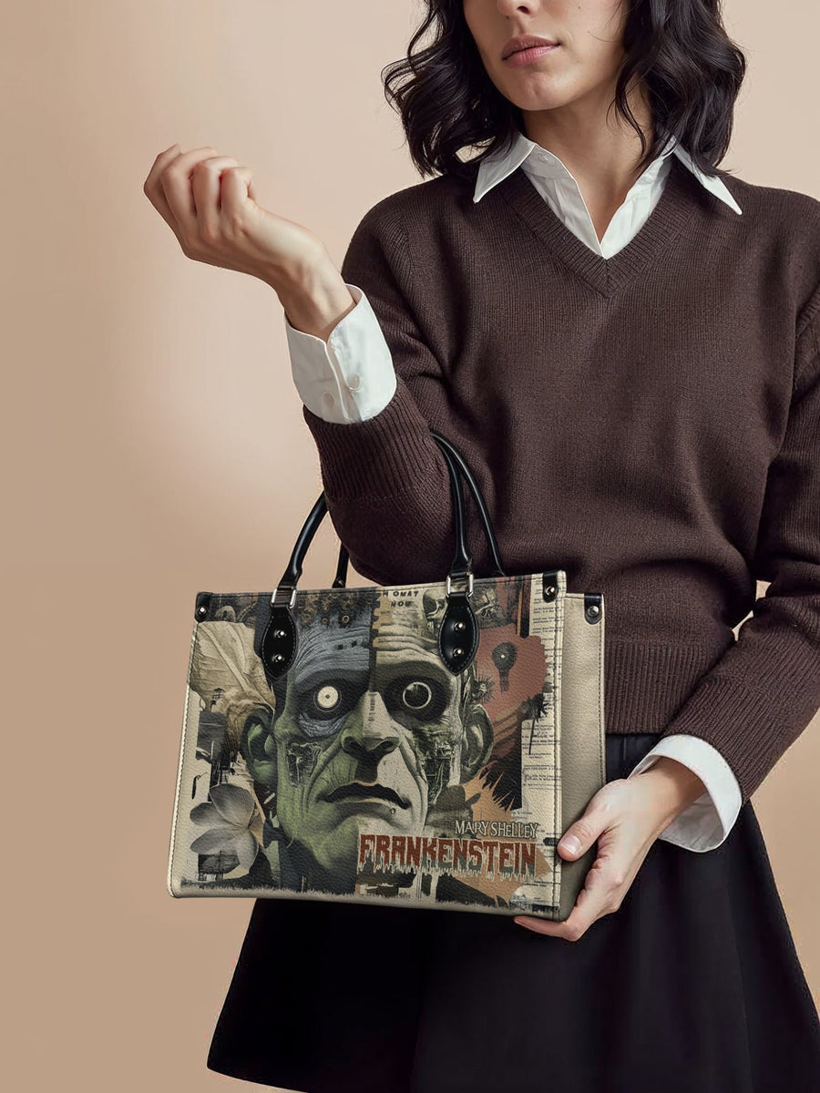 "Frankenstein" Old Parchment - Black Interior - Leather Handbag