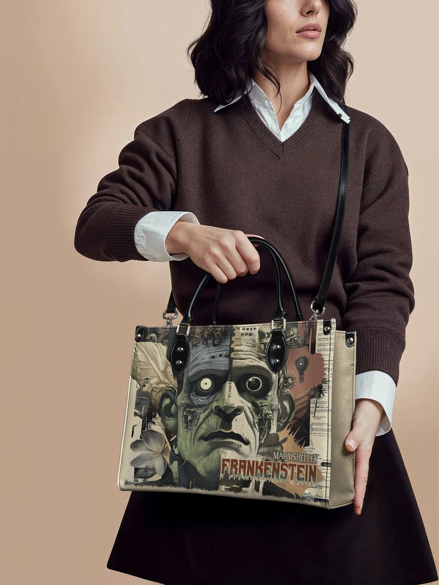 "Frankenstein" Old Parchment - Black Interior - Leather Handbag