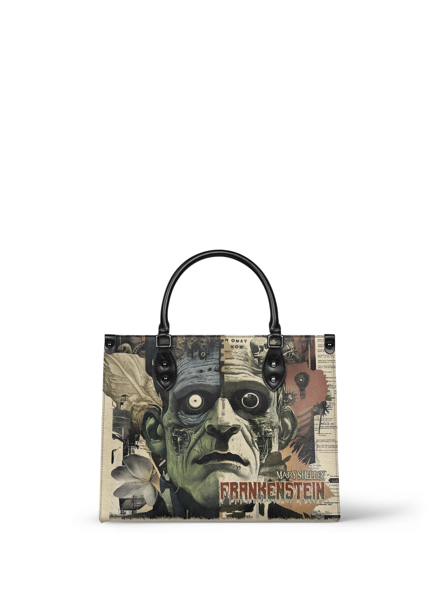 "Frankenstein" Old Parchment - Black Interior - Leather Handbag