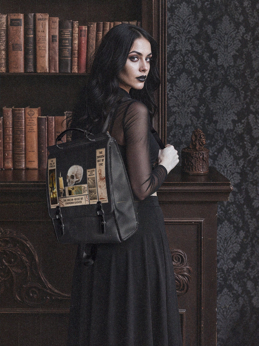 Lovecraftian Black Leather Backpack