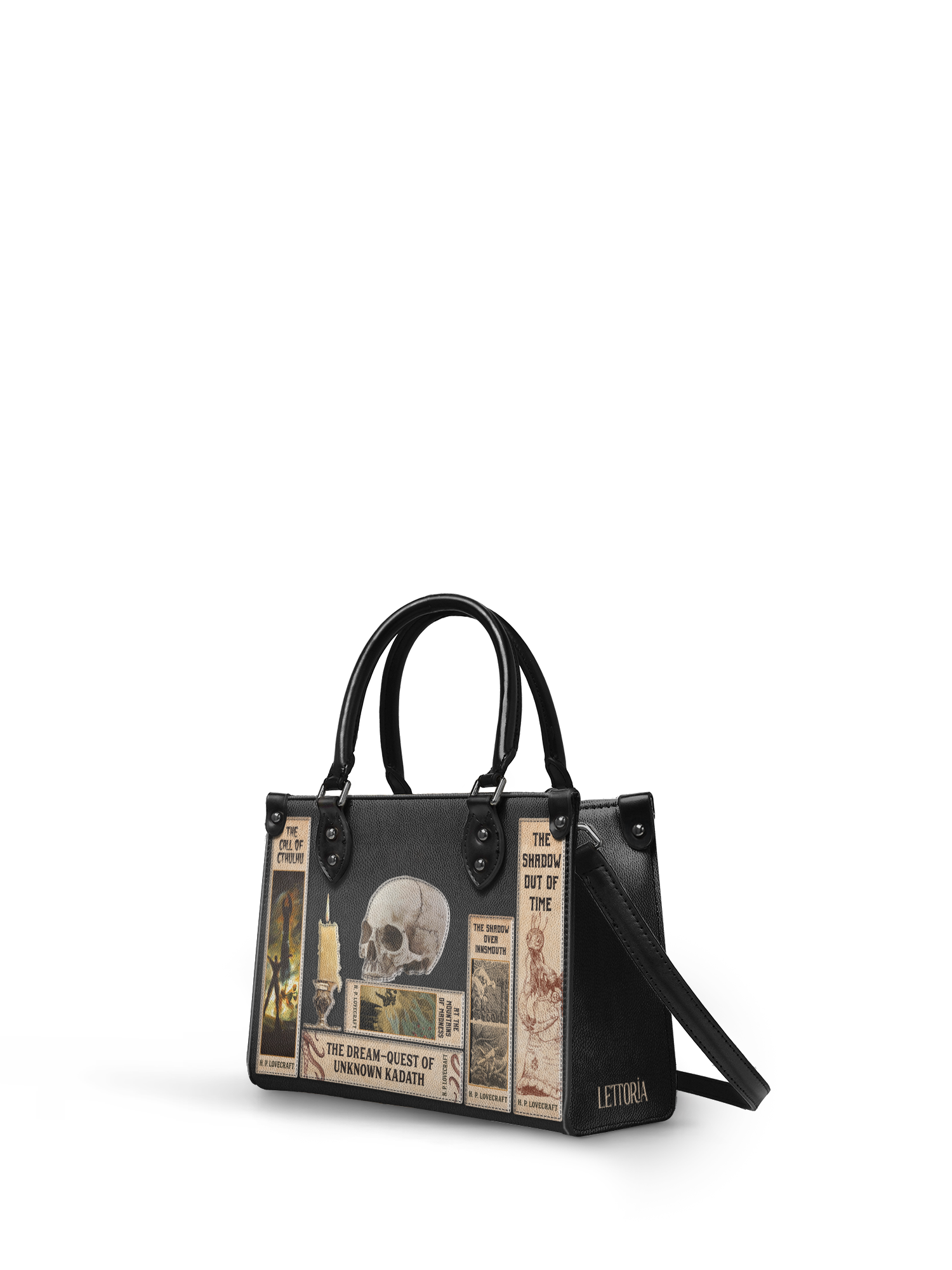 Lovecraftian Black - Black Interior - Small Leather Handbag
