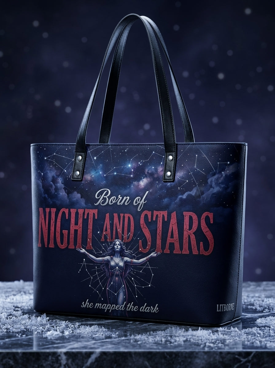 "Crowned in Constellations" Star Queen Leather Tote Bag
