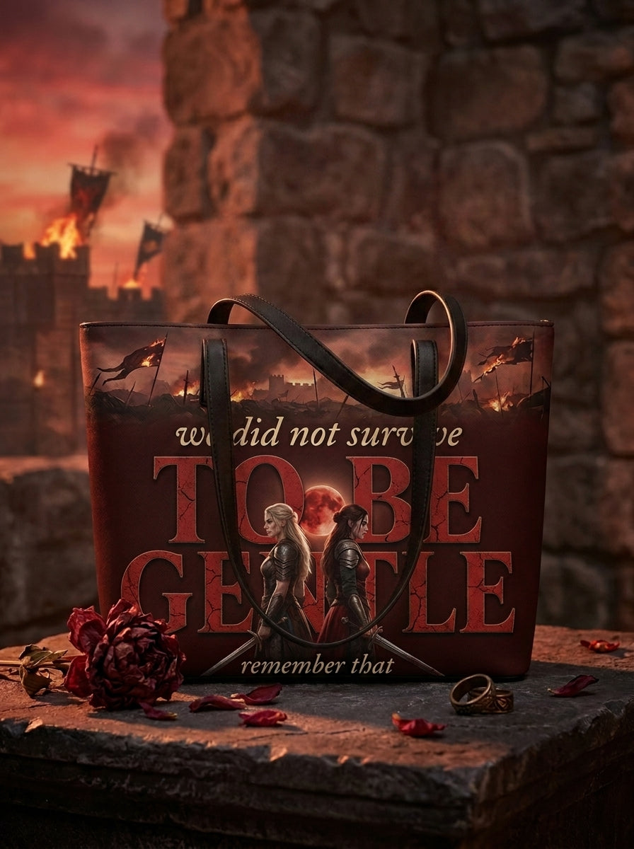 "We Did Not Survive To Be Gentle" Warrior Sisters Leather Tote Bag