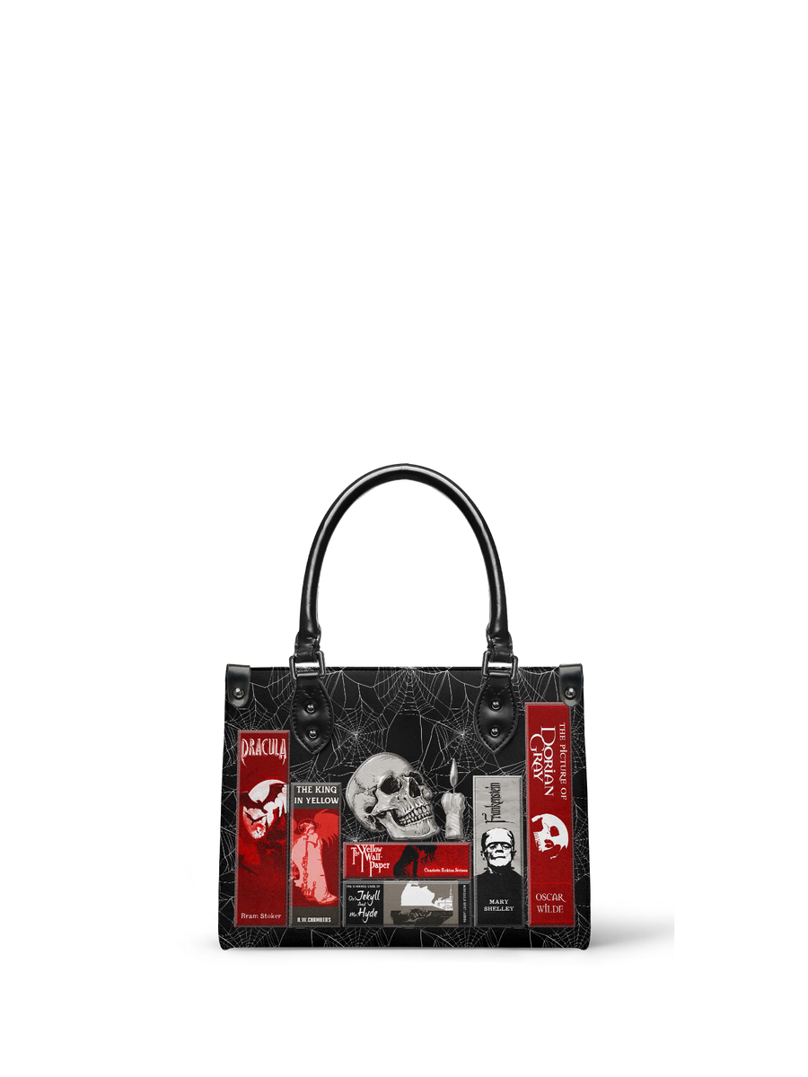 "The Codex of Gothic Tales" Black Widow’s Kiss - Black Interior - Small Leather Handbag