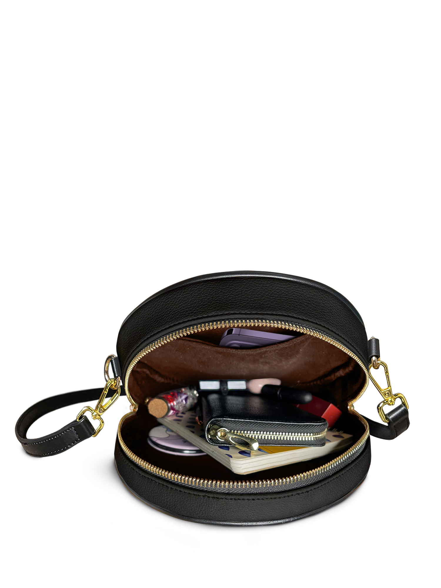 "Poe's Library" Ashen Black Circle Crossbody Bag