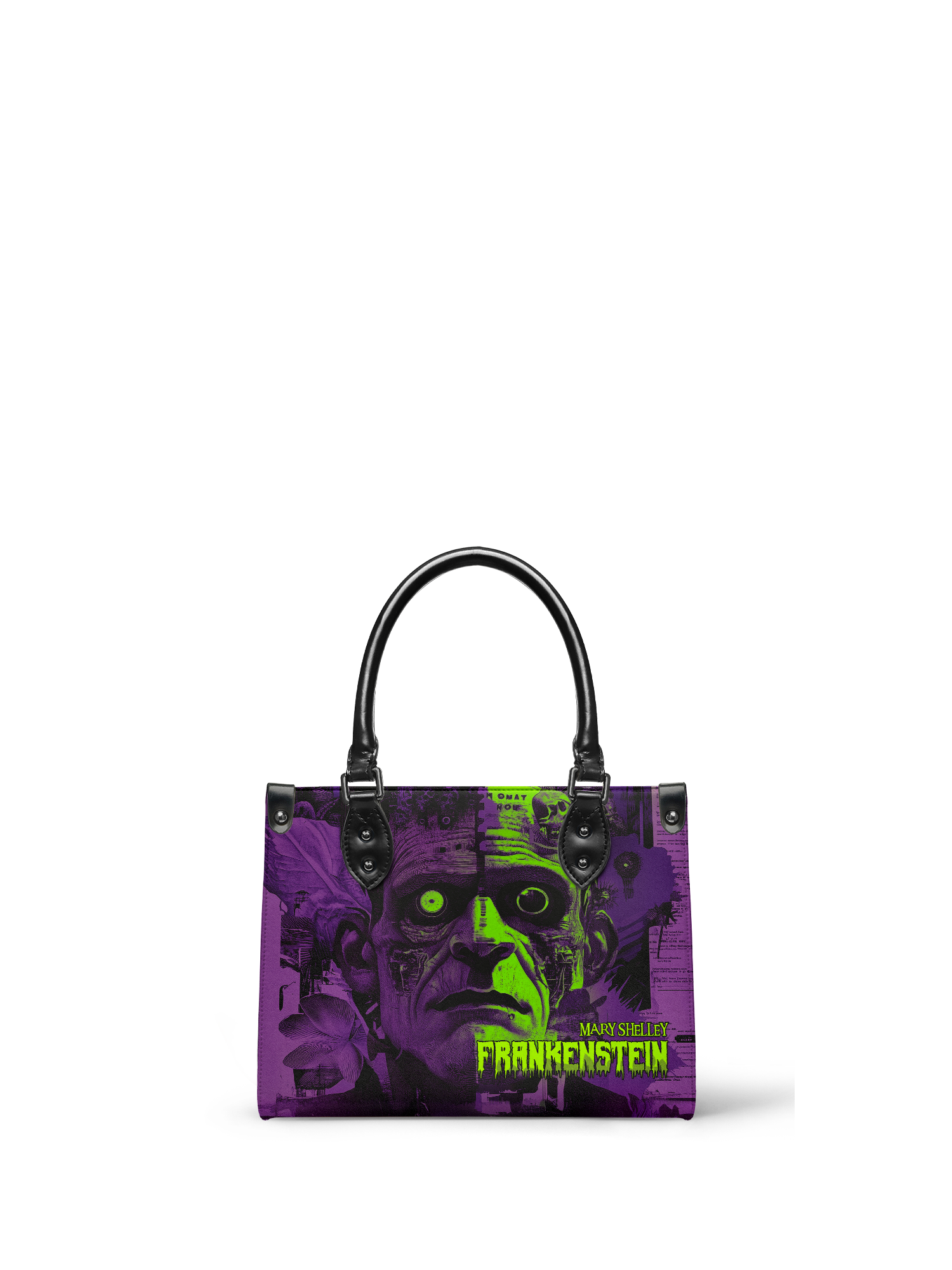 "Frankenstein" Lablight Violet - Black Interior - Small Leather Handbag