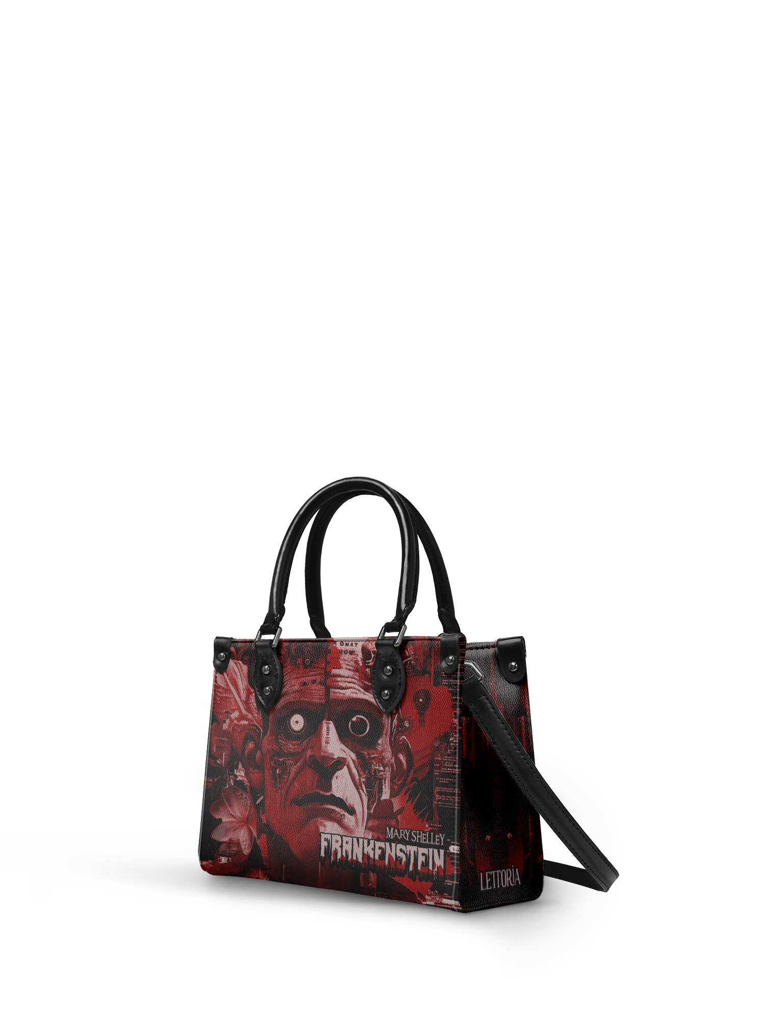"Frankenstein" Heart Surge - Black Interior - Small Leather Handbag