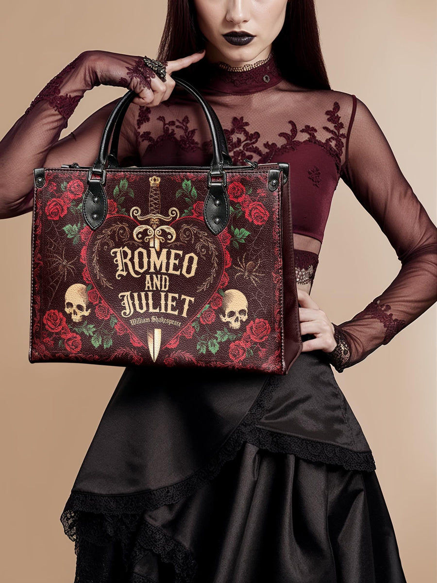 "Romeo And Juliet" Poison Rose - Black Interior - Leather Handbag