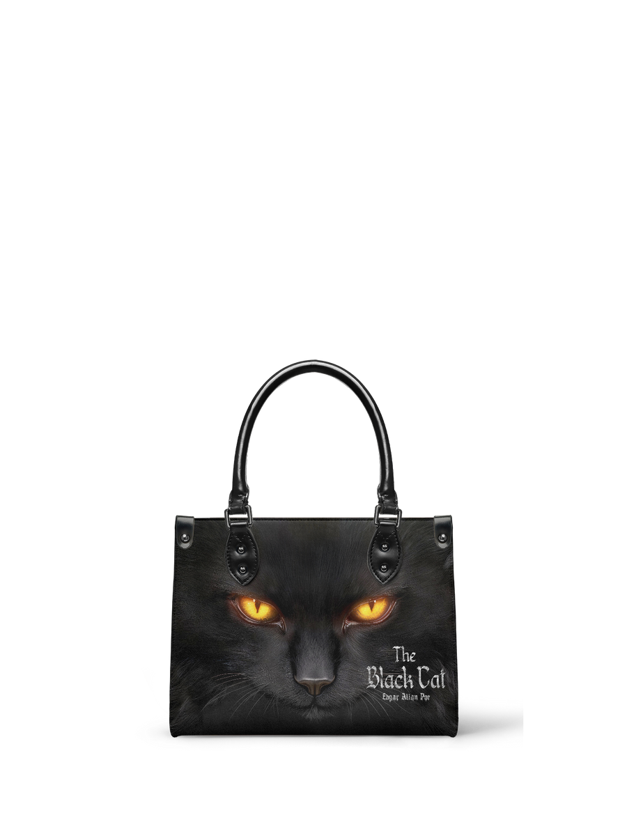 "The Black Cat" - Black Interior - Small Leather Handbag